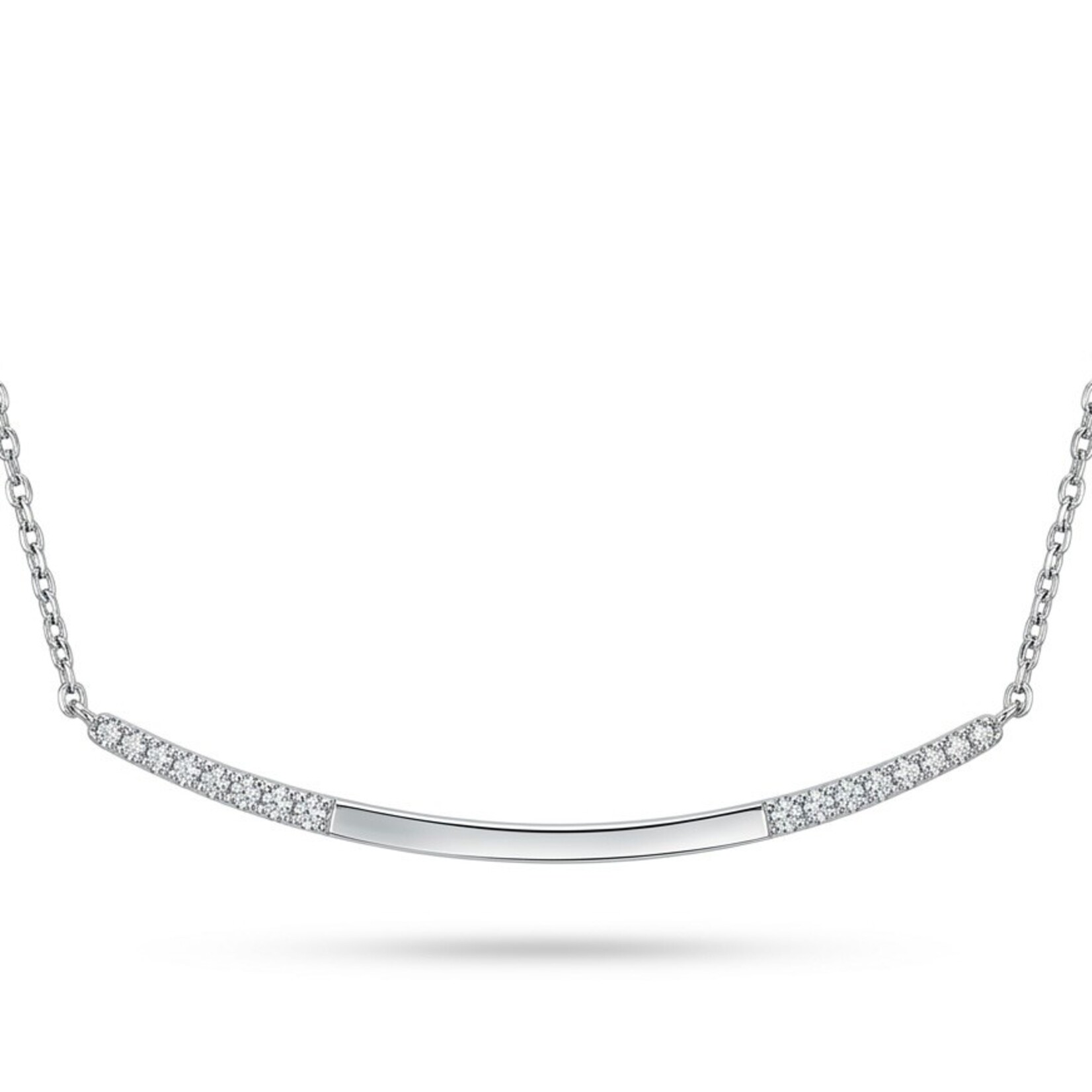 Sterling Silver Bar Diamond Necklace