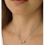 Sterling Silver Diamond and Rectangular Citrine Necklace