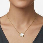 18K Yellow Gold Plated Diamond and Mother-of-Pearl Clover Necklace
