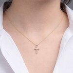 14K Yellow Gold Diamond Cross