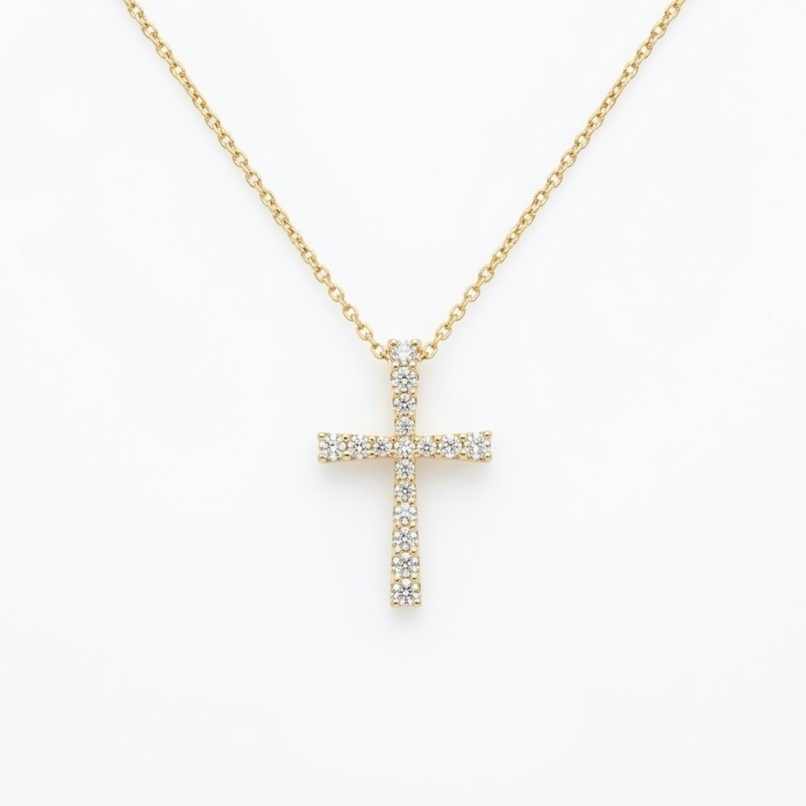 14K Yellow Gold Diamond Cross