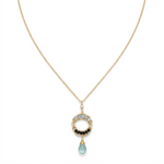 Michelle Pressler 14K Yellow Gold Filled  Sapphire, Topaz and Zircon Beads Circle Pendant