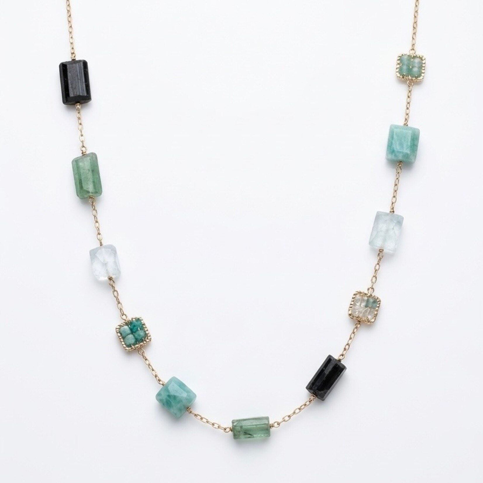 Michelle Pressler 14K Yellow Gold Filled Azure Multi Stone Necklace