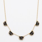 Michelle Pressler 14K Yellow Gold Filled Zebra Black Spinel & Zircon Necklace