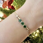 14K Yellow Gold Emerald & Diamond Bar Bracelet