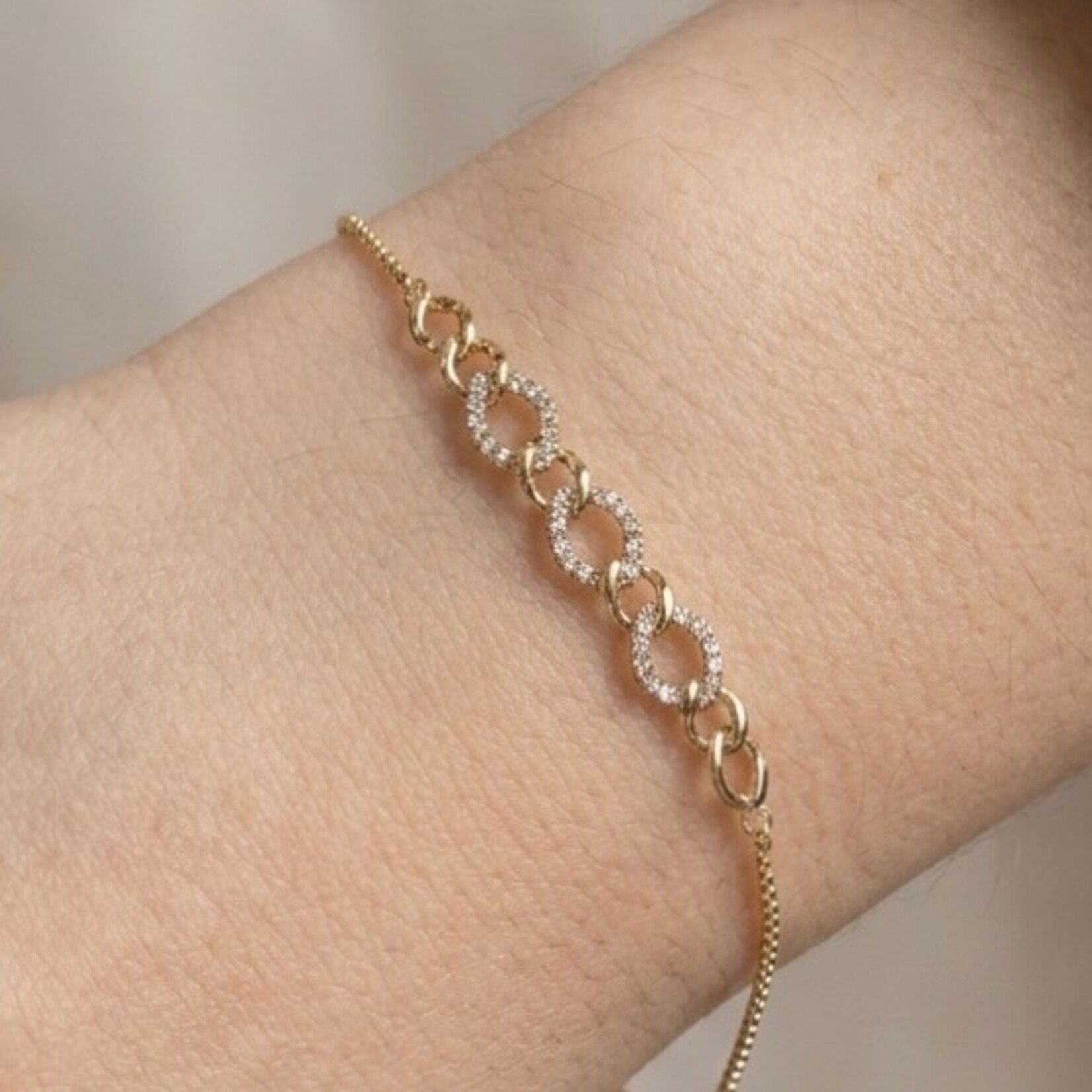 14K Yellow Gold Pave Diamond Link Bracelet
