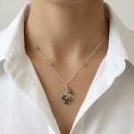 Sterling Silver London Topaz, Natural Blue Zircon, White Labradorite, Labradorite and Blue Silverite Necklace