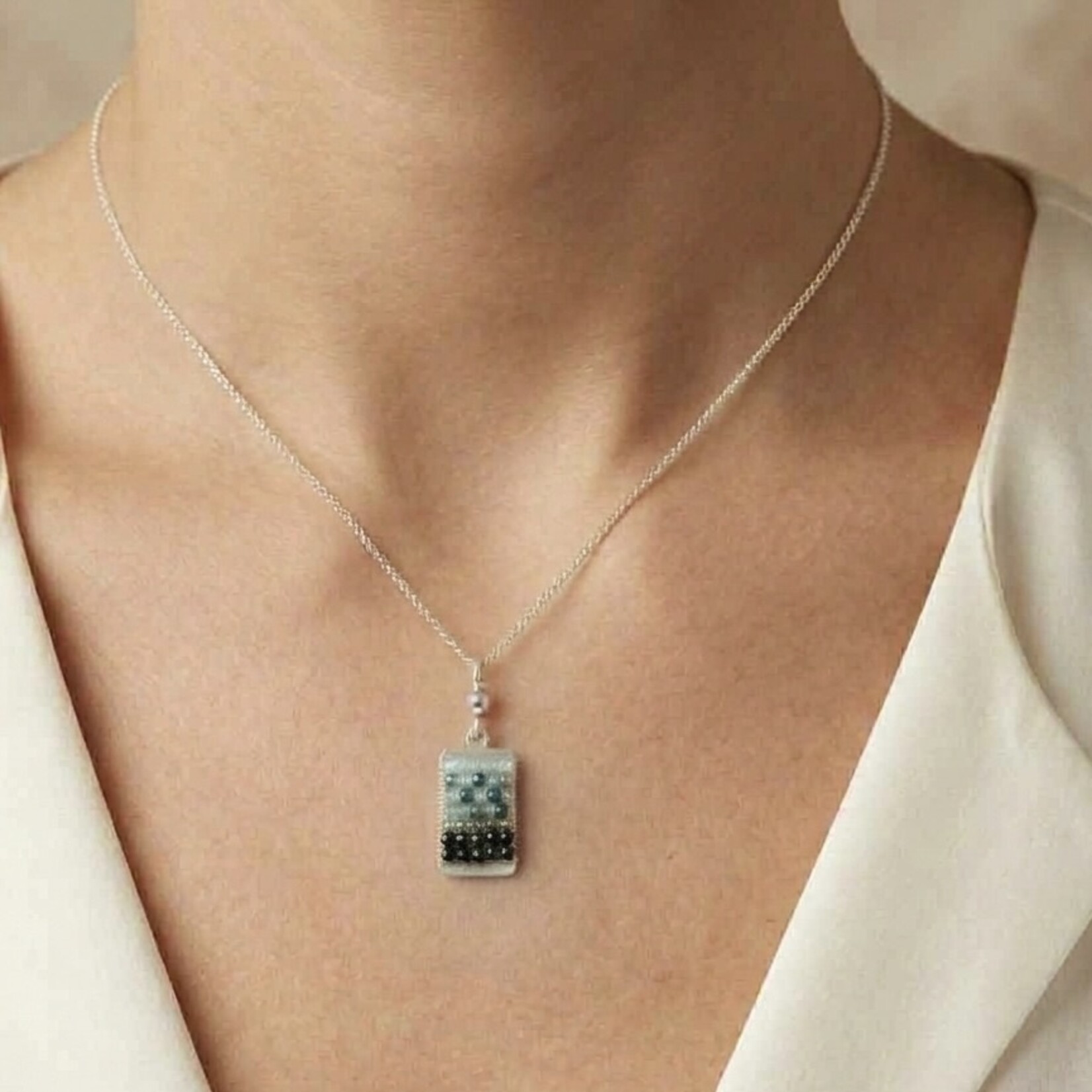 Sterling Silver Sapphire & Zircon Ombre Pendant