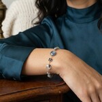 Michelle Pressler 14K Yellow Gold Filled Aquamarine, Tourmaline Quartz and Grey Zircon Bracelet