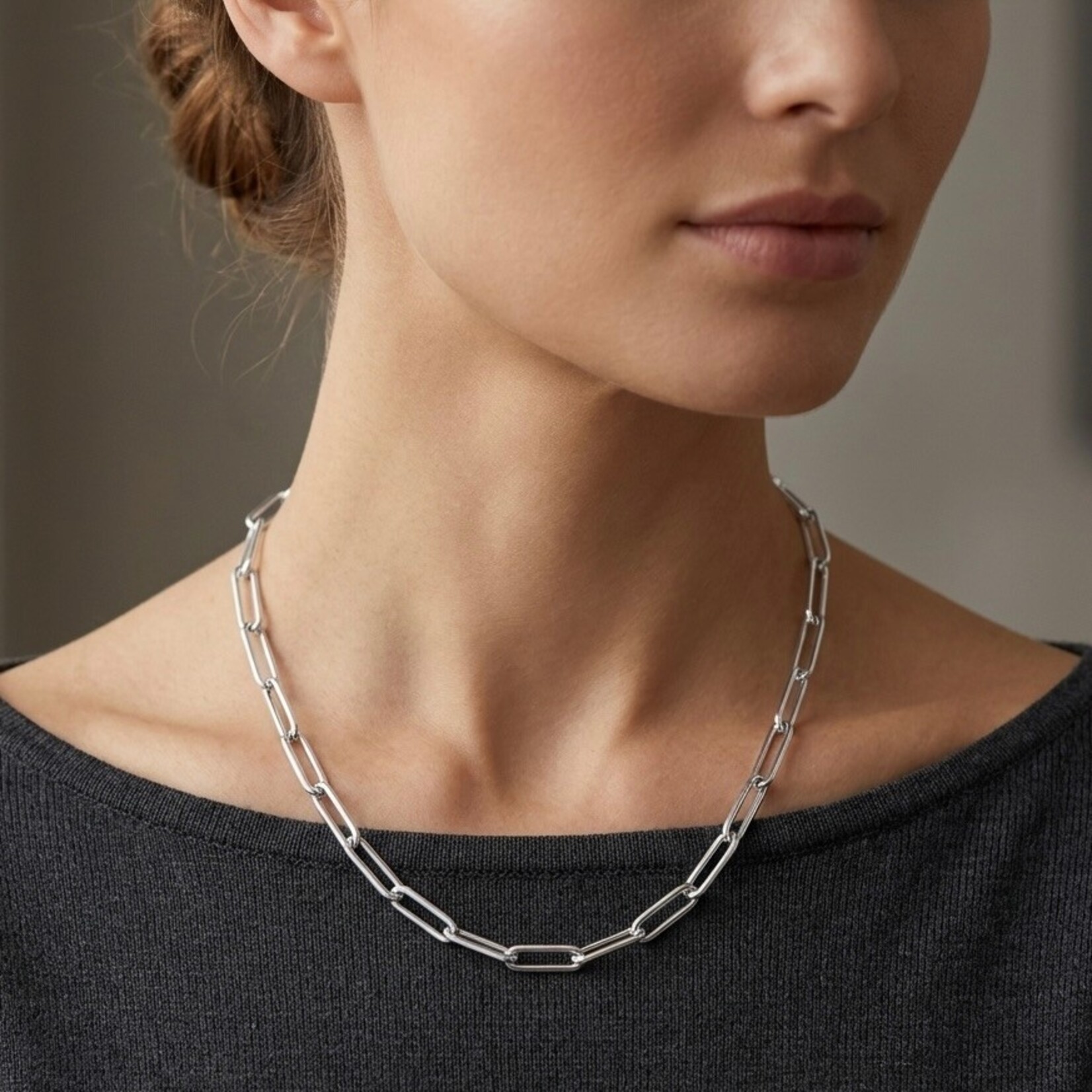 Sterling Silver Paperclip Necklace