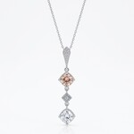 14K White Gold  Lab Cushion Diamond & Pink Diamond Pendant