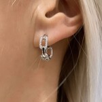 14K White Gold Pave Diamond Link Huggies