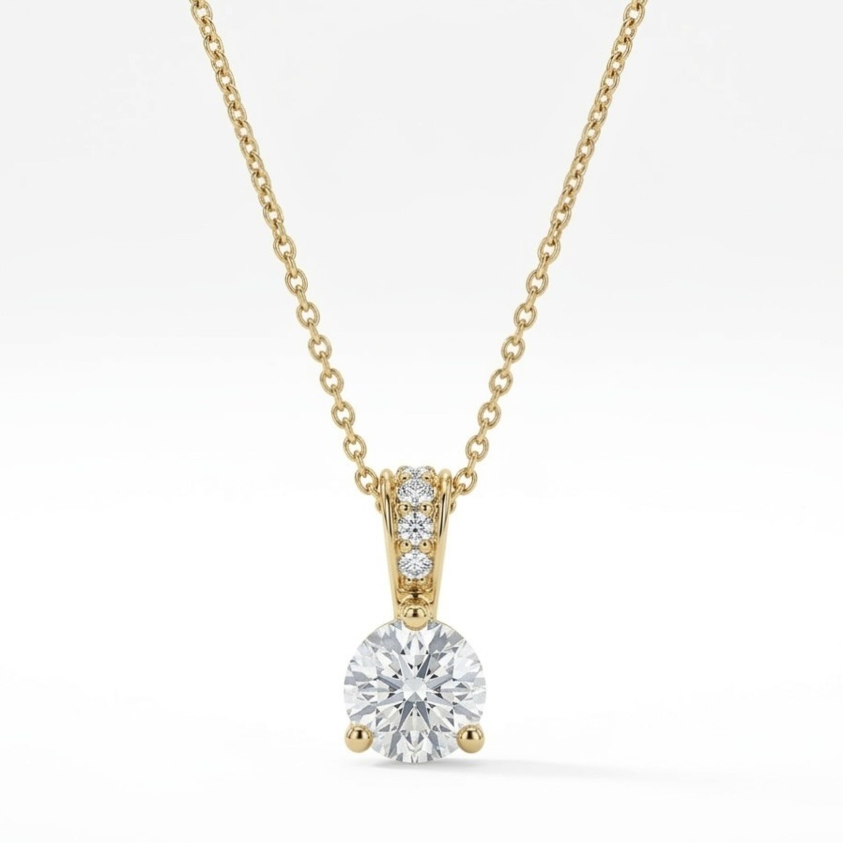 14K Yellow Gold Round Diamond Accented Pendant