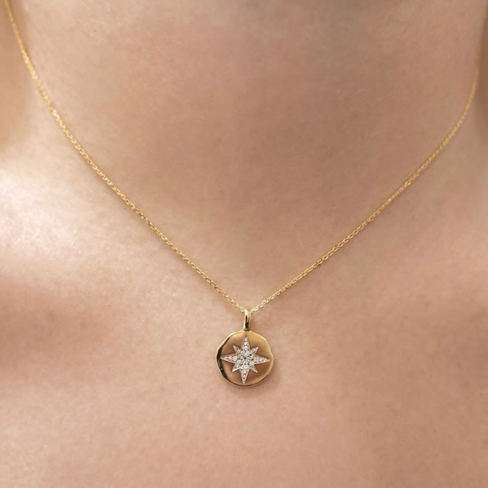 14K Yellow Gold Diamond Guiding Star Pendant