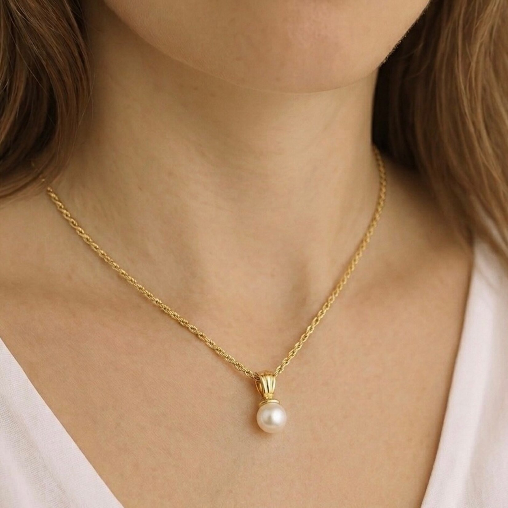 14K Yellow Gold Cultured Pearl Drop Pendant