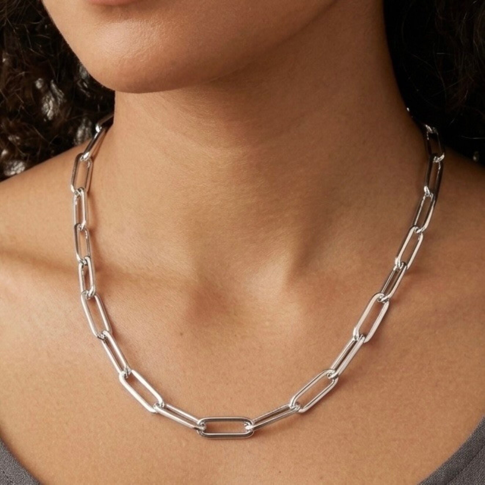 Sterling Silver Paperclip Necklace