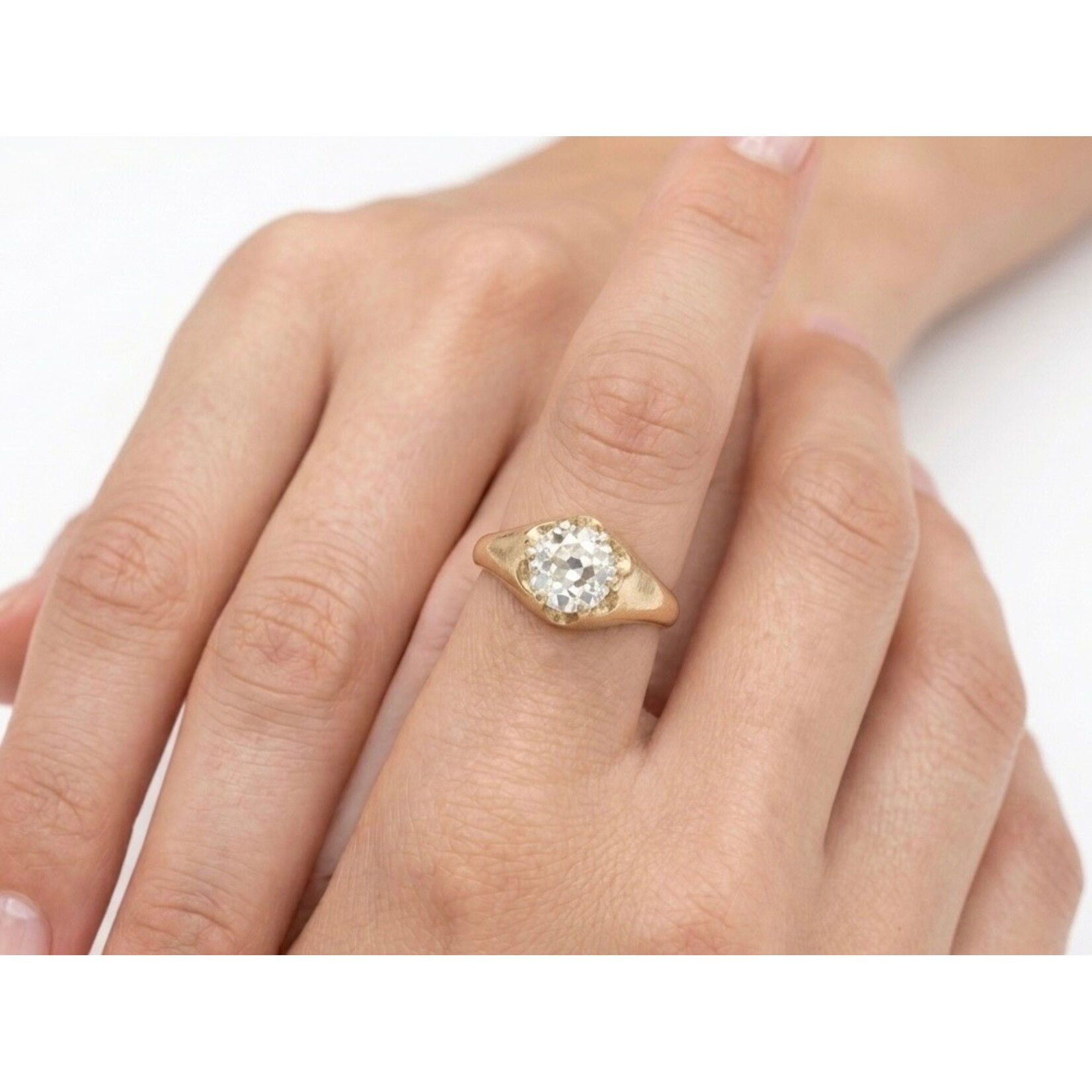 14K Yellow Gold Vintage Old Mine Cut Diamond Ring