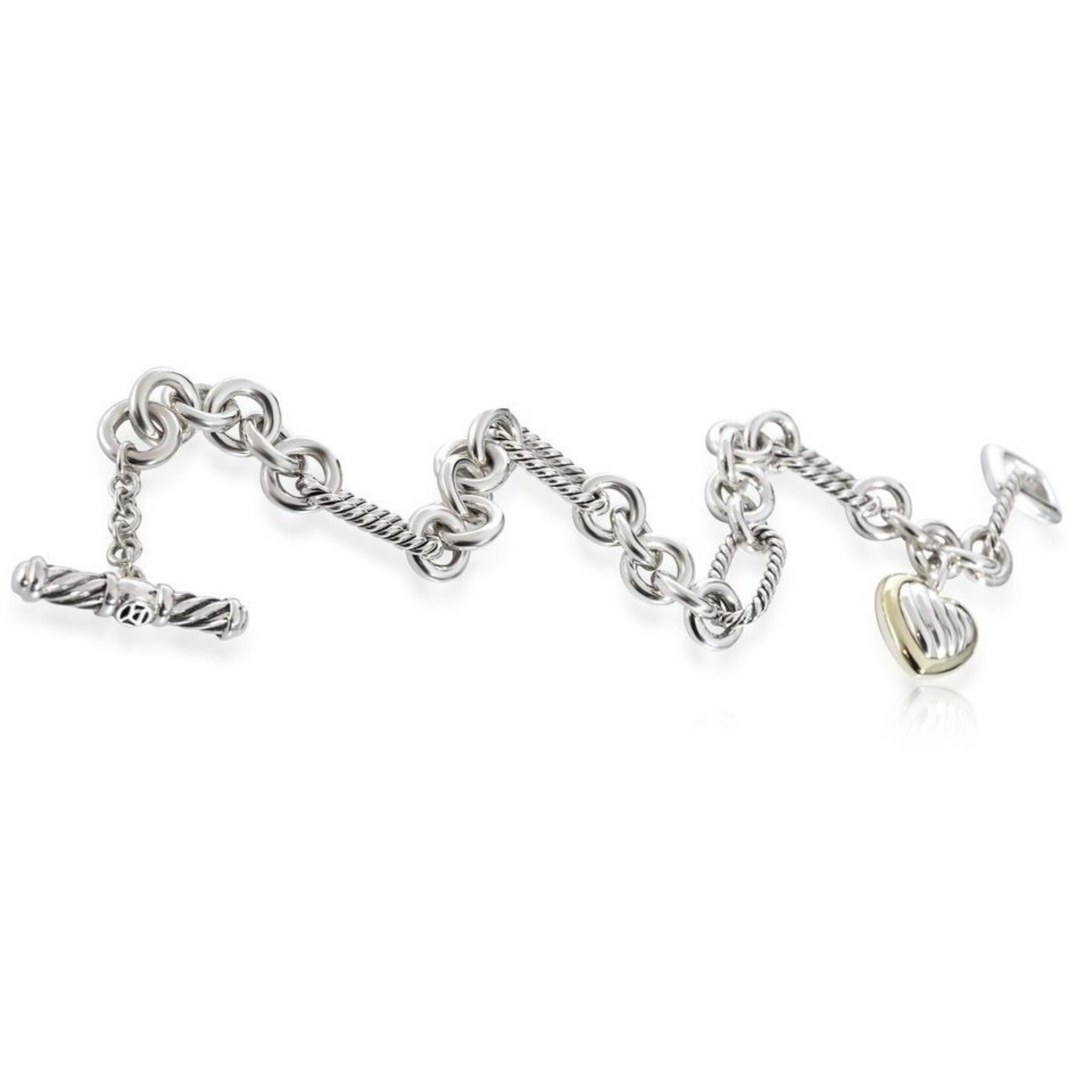 Two Tone David Yurman Heart Link Twisted Link Bracelet