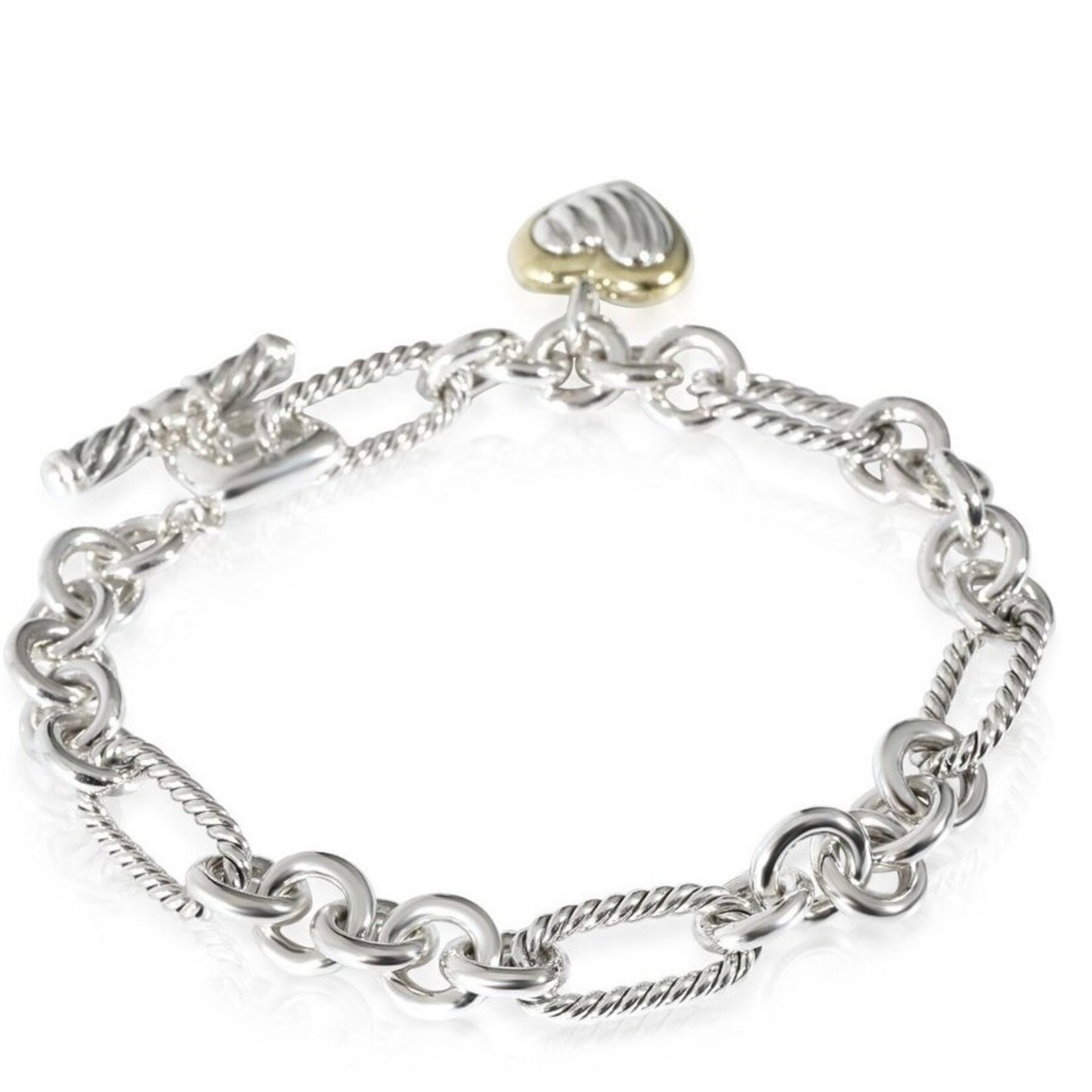 Two Tone David Yurman Heart Link Twisted Link Bracelet