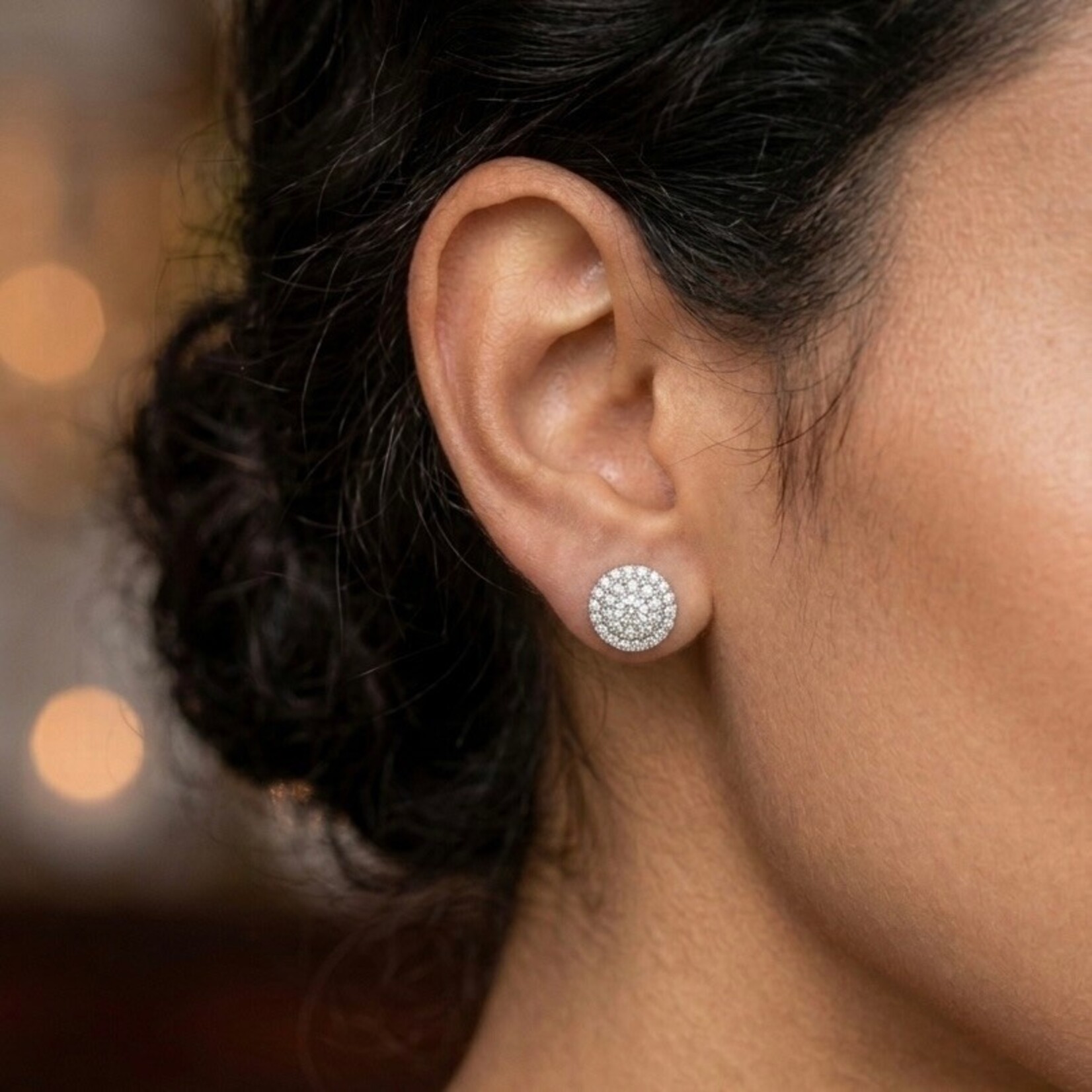 14K White Gold Diamond Double Halo Stud Earrings