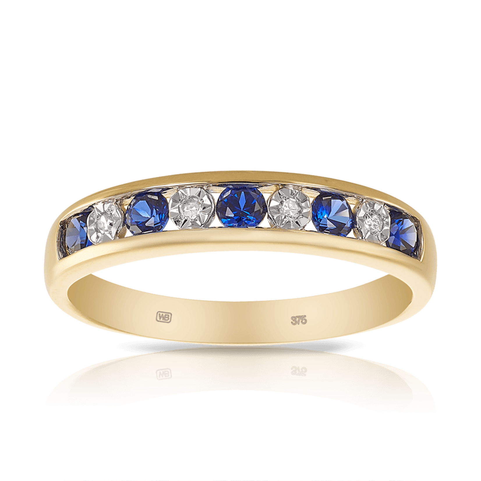 14K Yellow Gold Diamond & Sapphire Band