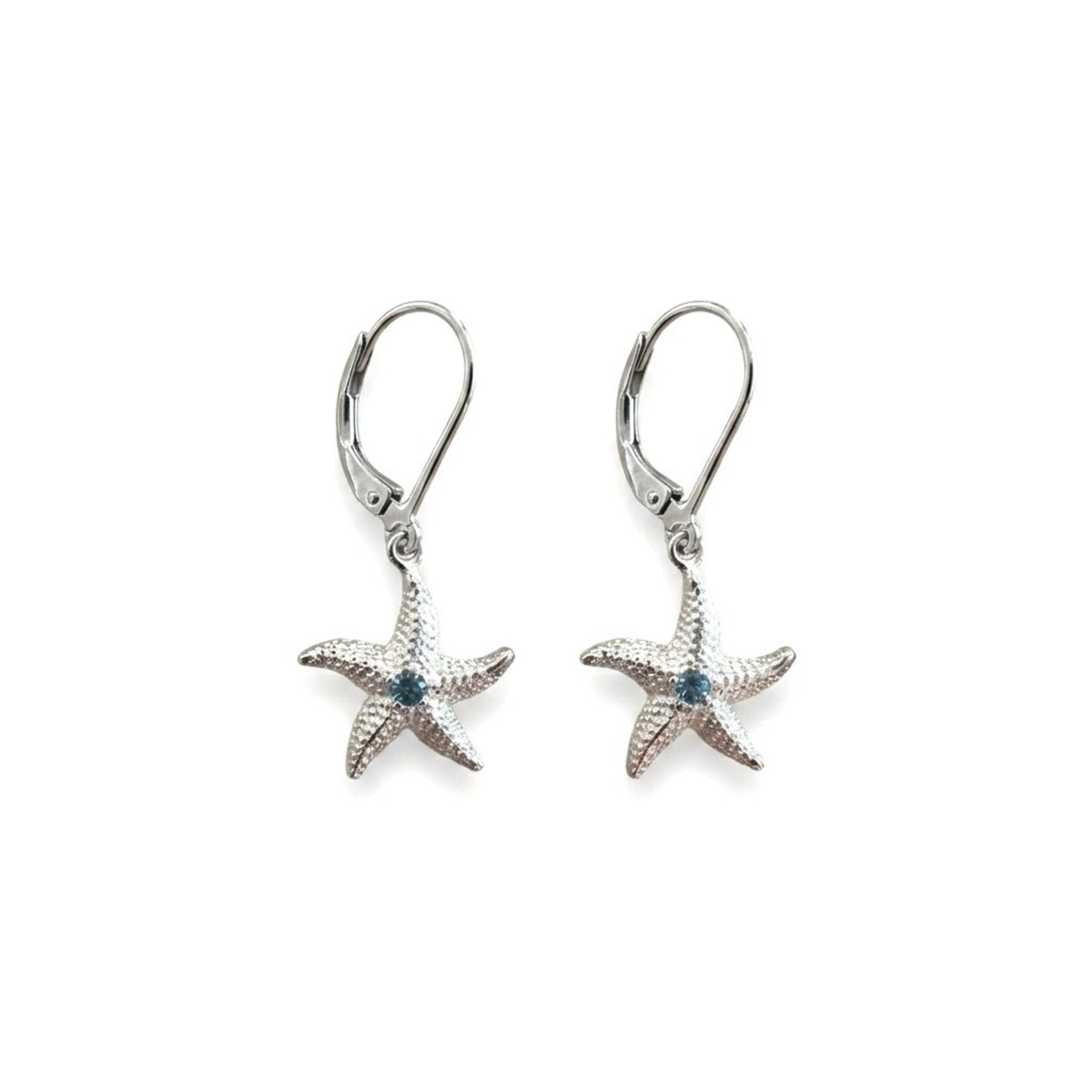 Sterling Silver Blue Topaz Starfish Earrings