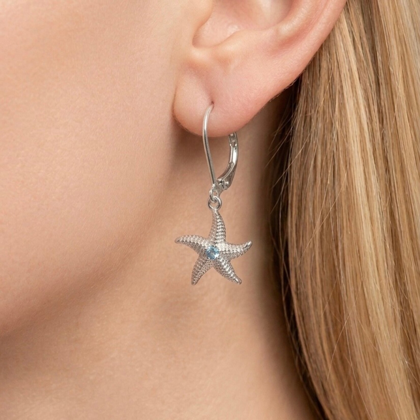 Sterling Silver Blue Topaz Starfish Earrings