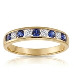 14K Yellow Gold Diamond & Sapphire Band