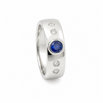 14K Gold Sapphire and Diamond Bezel Band