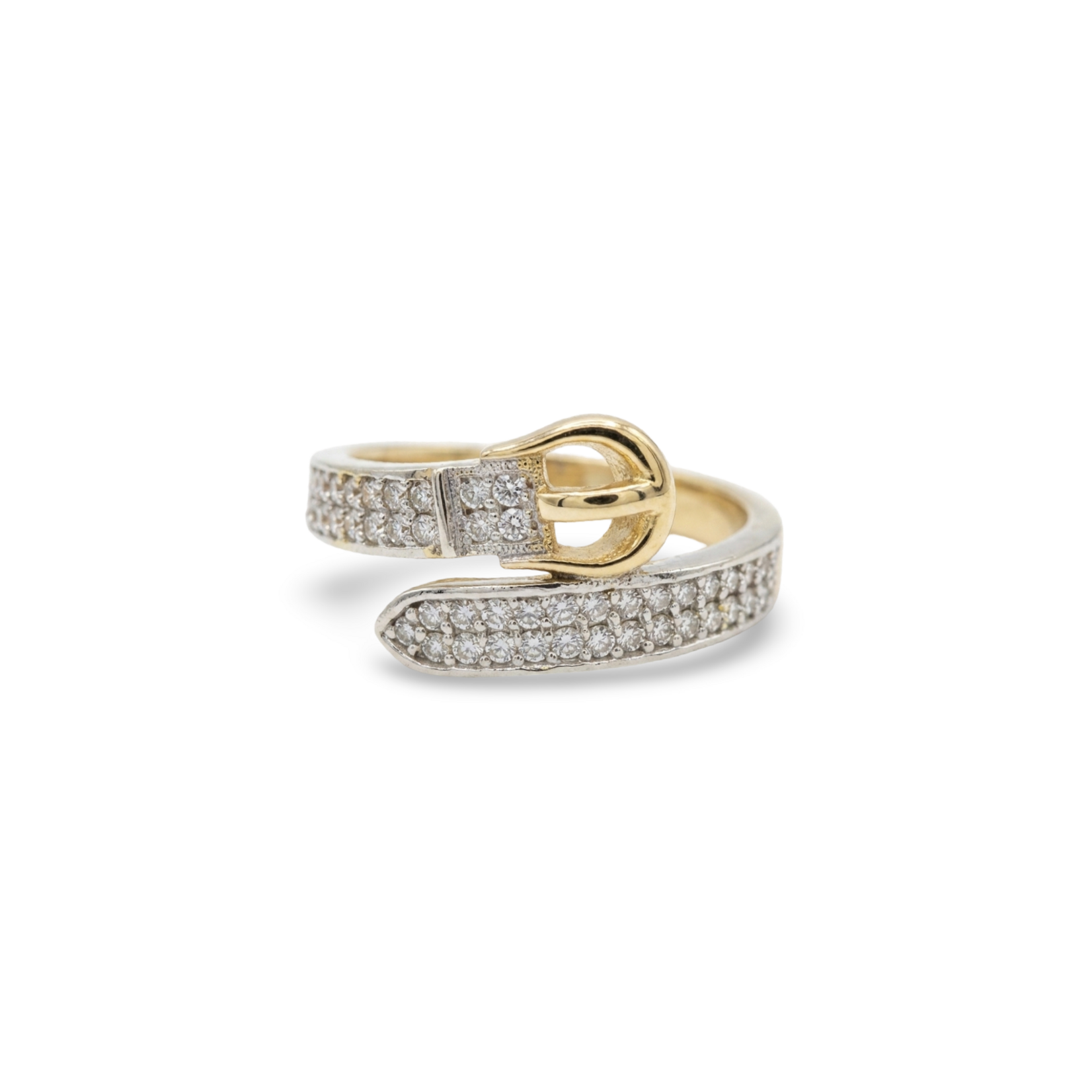 14K Yellow Gold Diamond Buckle Ring 0.28 carats