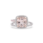 14K White Gold Morganite, Pink Sapphire & Diamond Wrap Ring