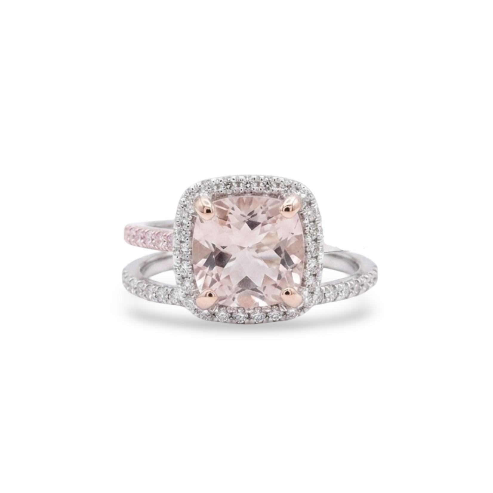 14K White Gold Morganite, Pink Sapphire & Diamond Wrap Ring