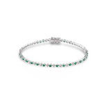 18K White Gold Emerald 0.80ctw & Diamond 0.95ctw Line Bracelet
