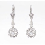 18K White Antique Diamond Cluster Chandelier Earrings