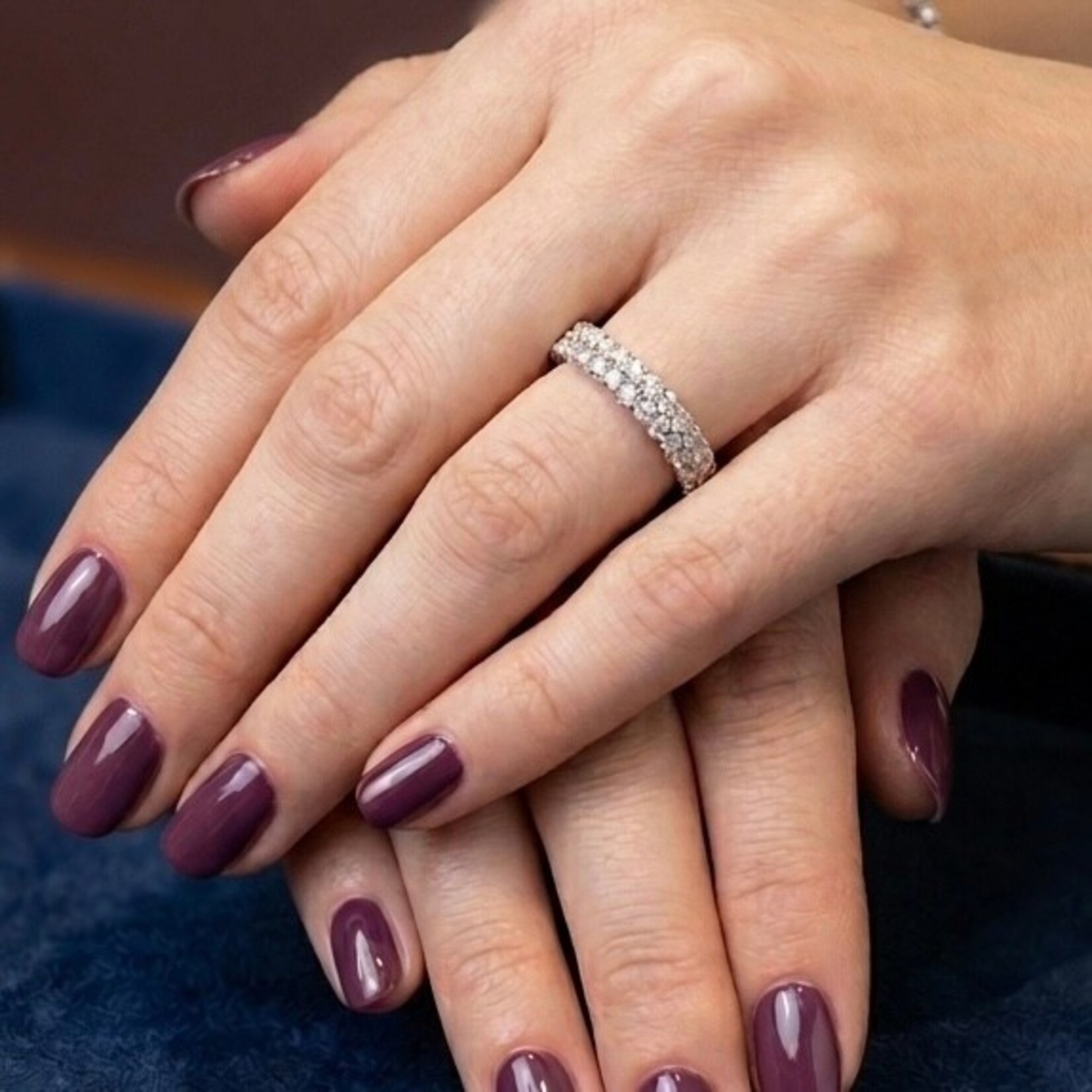 Platinum 2 Row Diamond Band