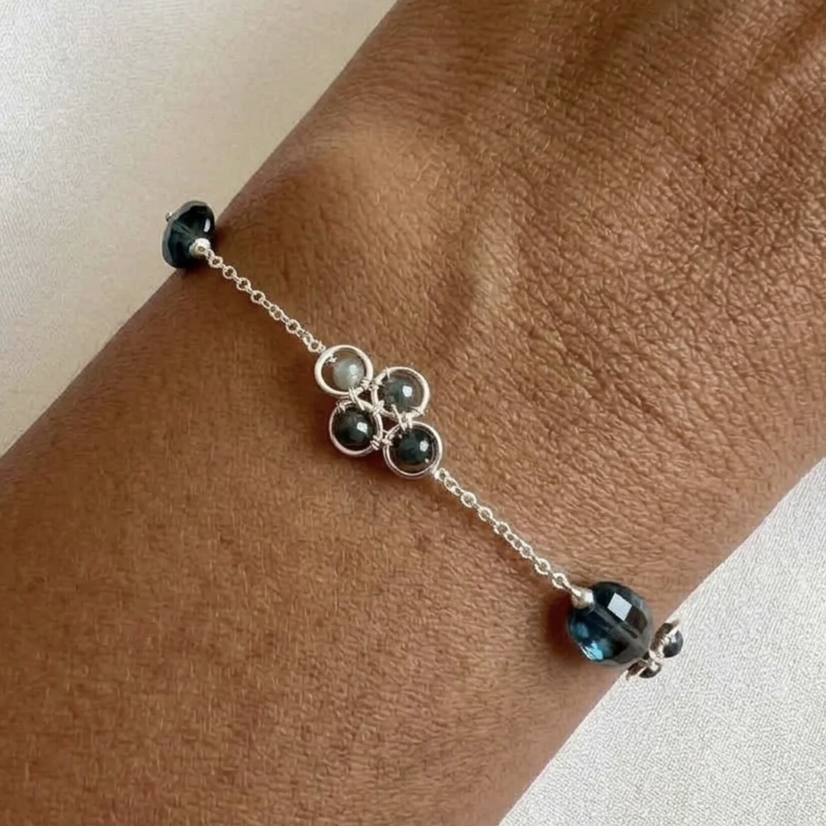 Michelle Pressler Sterling Silver Grandierite and Kyanite Bracelet