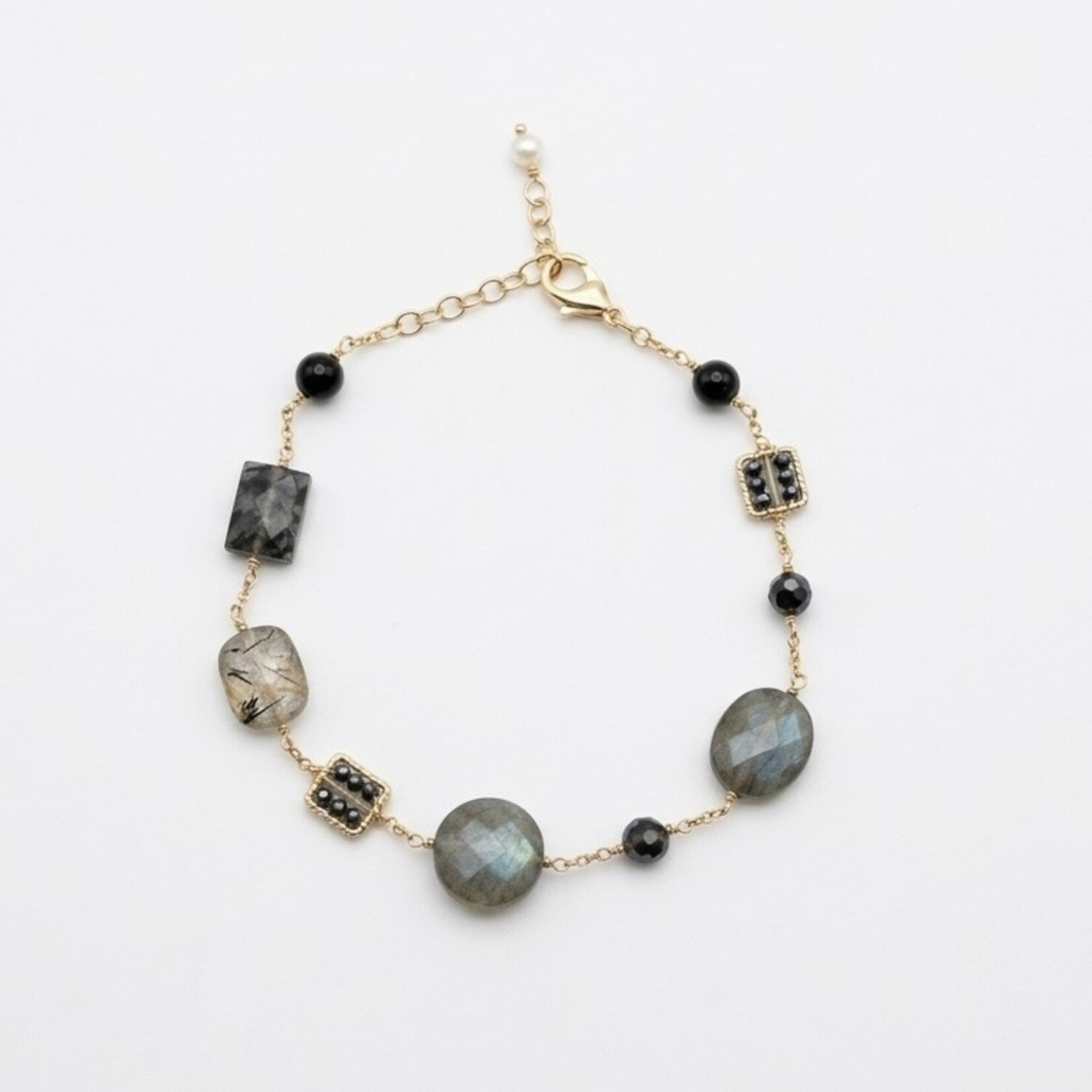 Michelle Pressler 14K Yellow Gold Filled Zebra Mix Gemstone Bracelet