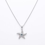 Sterling Silver Starfish and Blue Topaz Pendant