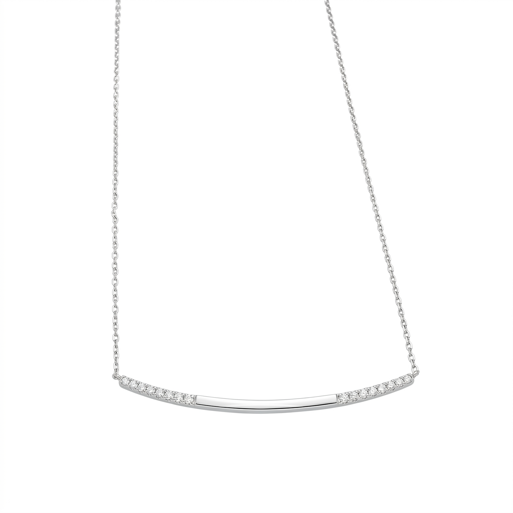 Sterling Silver Bar Diamond Necklace