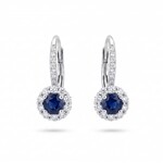 18K White Gold Sapphire & Diamond Halo Drop Earrings