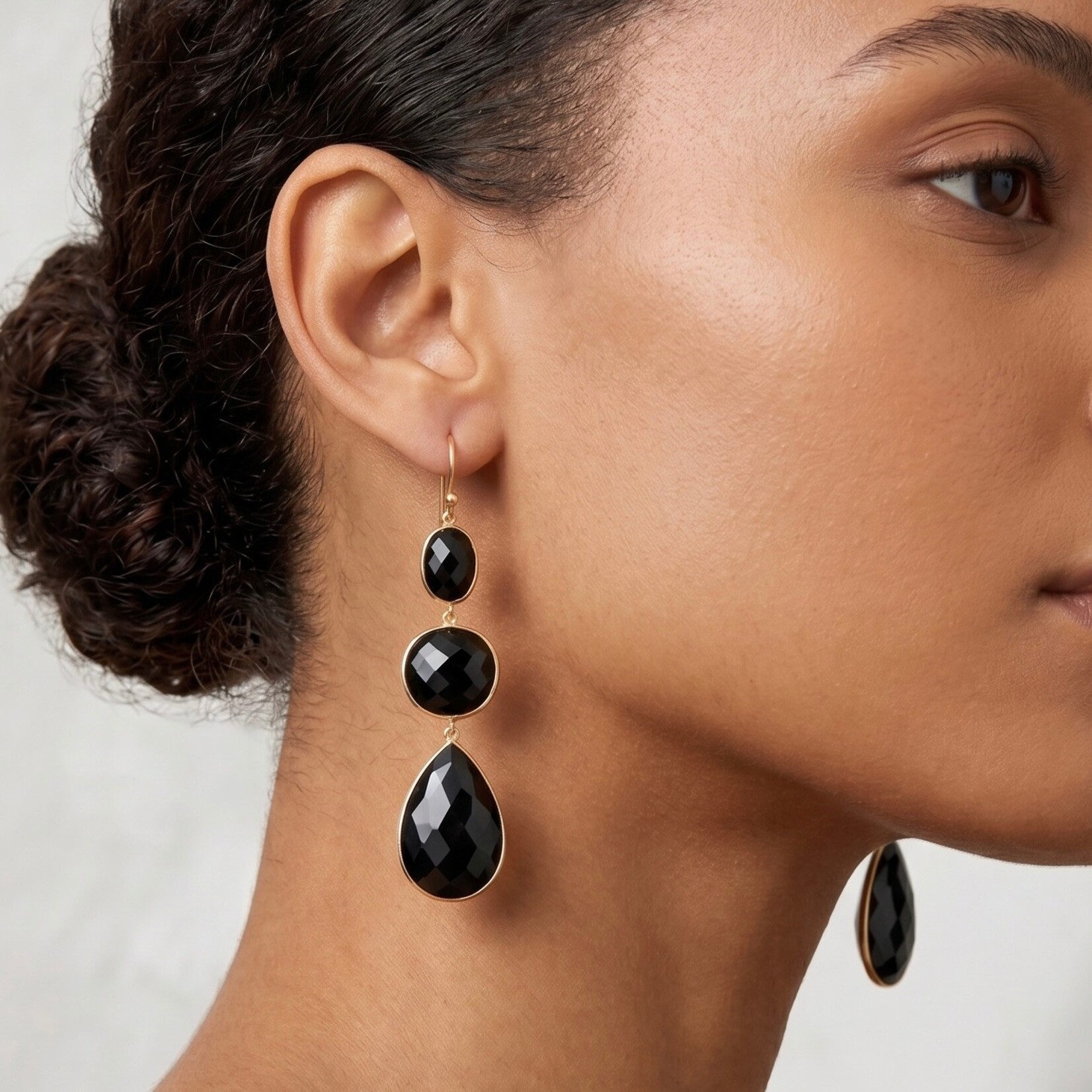 18K Yellow Gold Onyx 3 Stone Drop Earrings by IPPOLITA