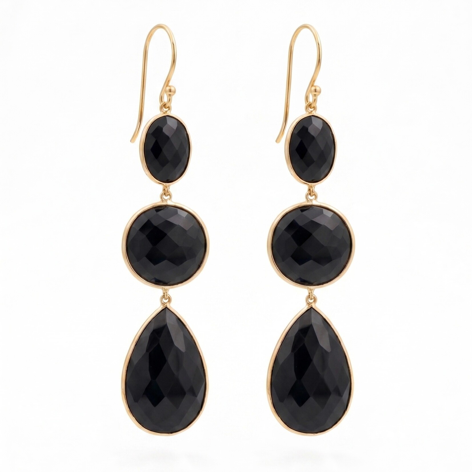 18K Yellow Gold Onyx 3 Stone Drop Earrings by IPPOLITA