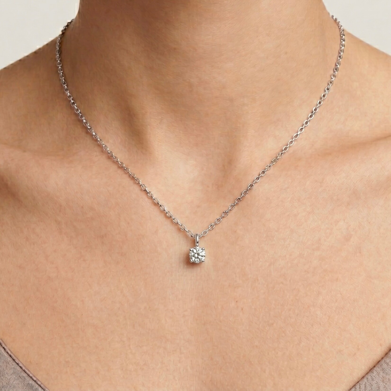 14K White Gold Lab Diamond 1/4 Carat Total Solitaire Pendant
