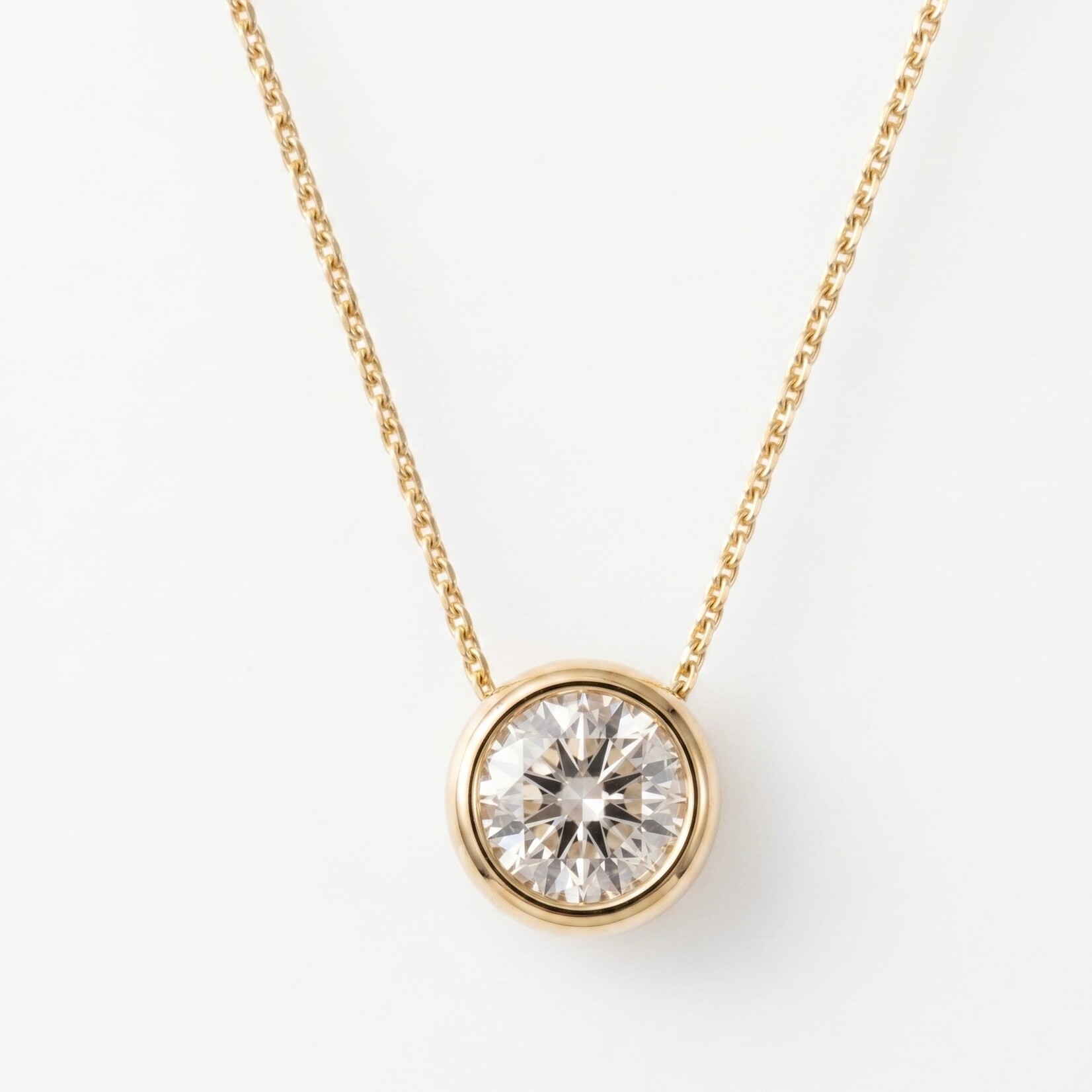 14K Yellow Gold Diamond Bezel Slide Pendant