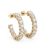 14K Yellow Gold 2 1/2 Carat Diamond Hoop Earrings
