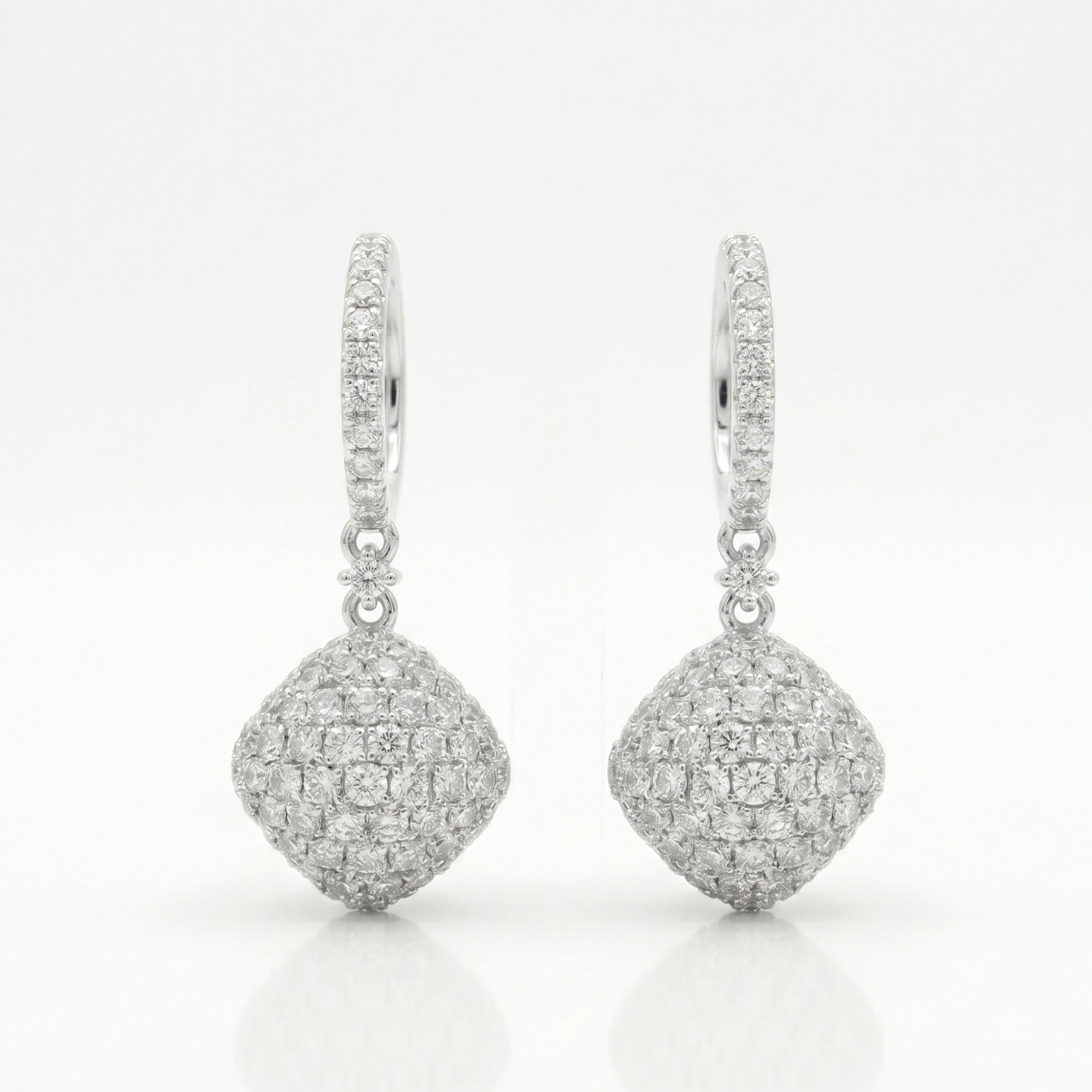 18K White Gold Pave Diamond Drop Earrings