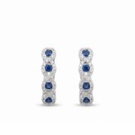 18K White Gold Sapphire & Diamond Hoop Earrings