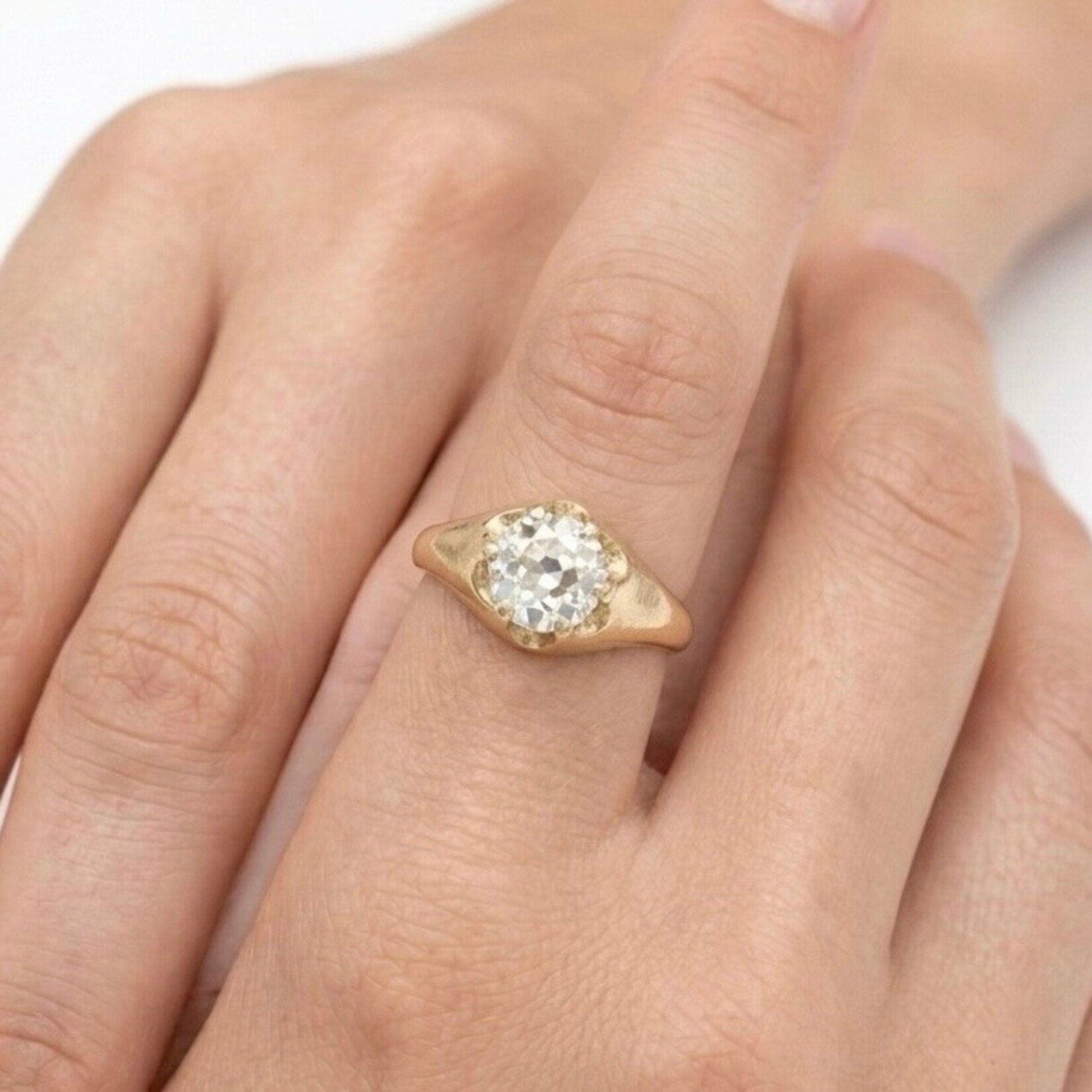 14K Yellow Gold Vintage Old Mine Cut Diamond Ring