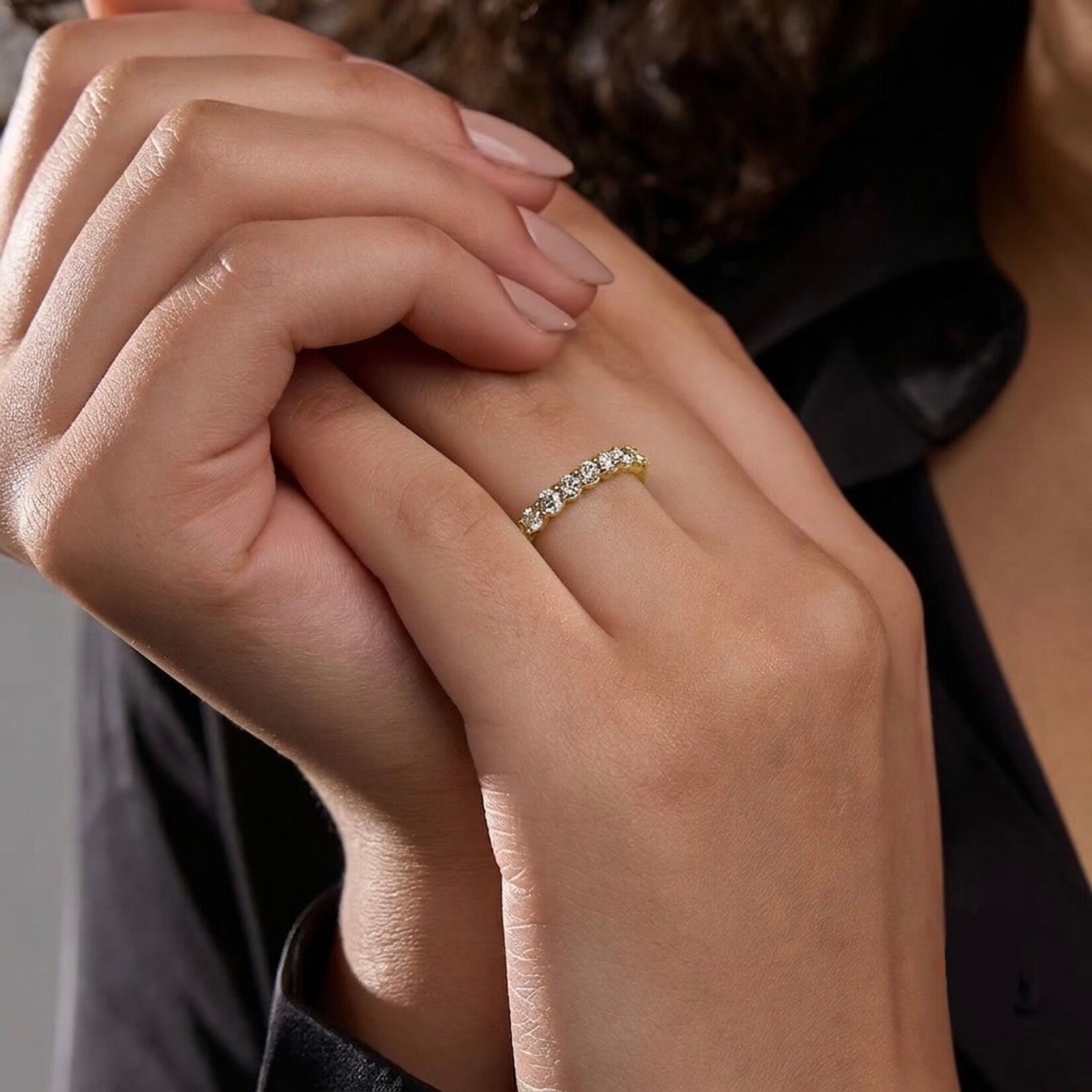 14K Yellow Gold 3/4 Carat Lab Diamond 7 Stone Band