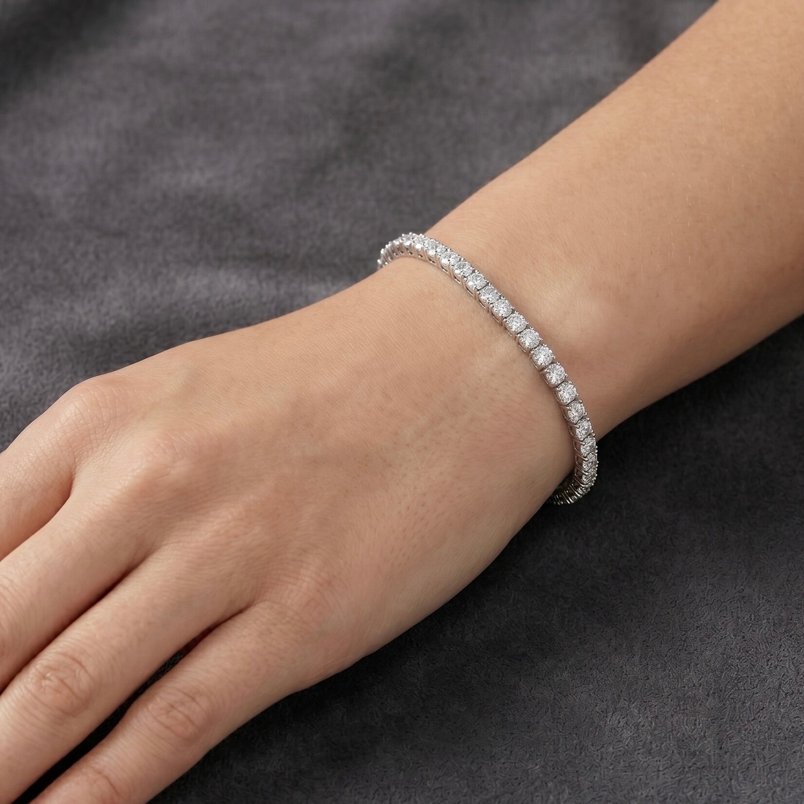 14K White Gold Lab Grown 3 Carat Diamond Tennis Bracelet